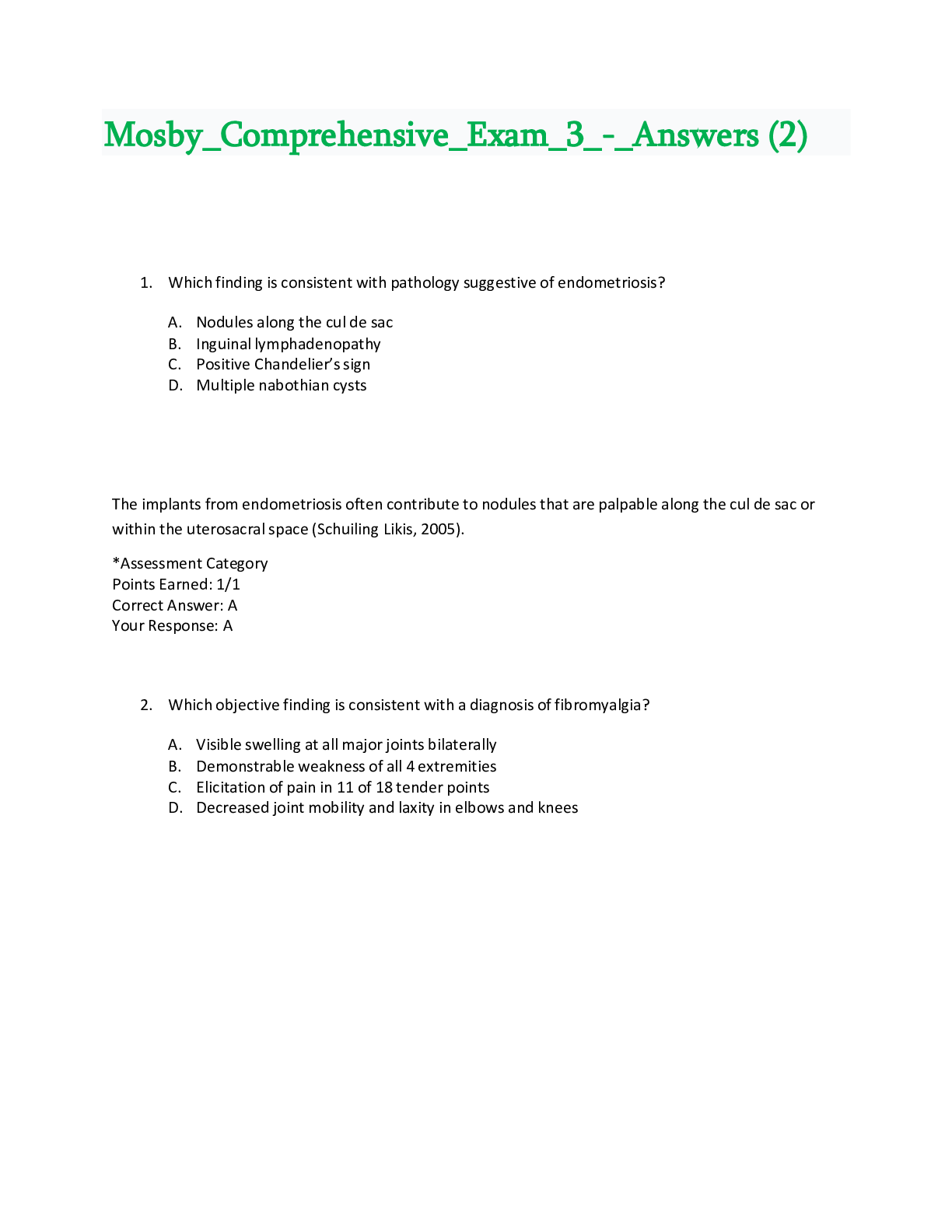 Preview image for Mosby Comprehensive Exam 3 Questions/Answers (2) (Latest Update)